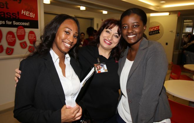 Dorothy Joanis (left) and Delali Ladzekpo (right) with Gohar Abrahamian