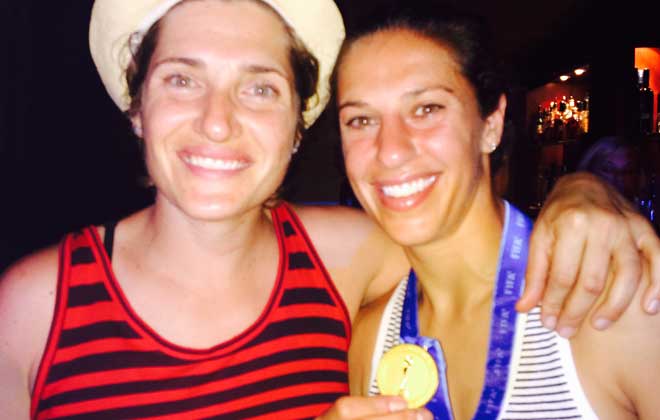 ACC Massage Therapy Program Director Kara Mirarchi poses with 2015 FIFA world champion Carli Lloyd.